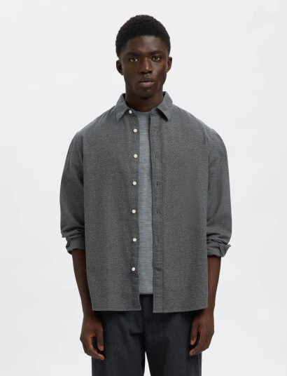 Selected Slhregnoah Brushed Twist Shirt Ls Noos - Grey - XXL