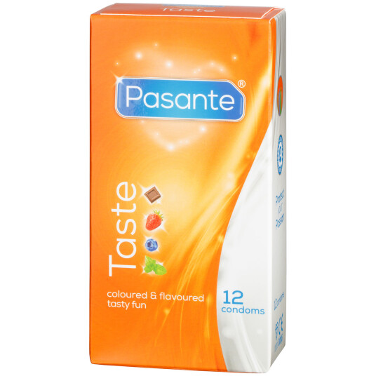 Pasante Taste Mixed Flavoured Kondomer 12 stk. - Klar Pasante Taste Mixed Flavoured Kondomer 12 stk. - Klar