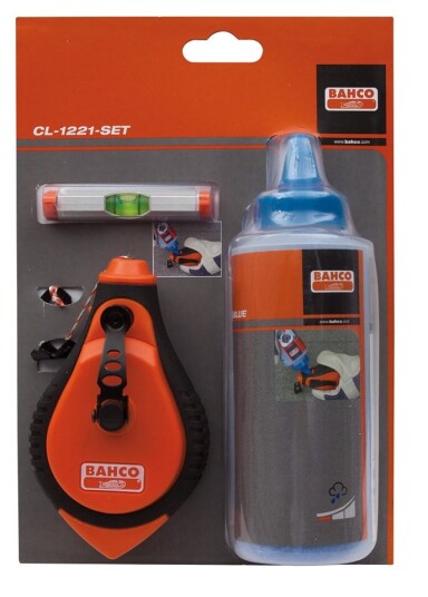 Bahco CL-1221 Kridtsortiment med Kridtsnor, Blått Kritt og Snorvaterpas