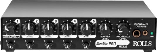 Rolls Mx122 Five Channel Audio Mixer 1 Xlr Mic, 4 1/4" Jack Stereo Inputs Rolls Mx122 Five Channel Audio Mixer 1 Xlr Mic, 4 1/4" Jack Stereo Inputs