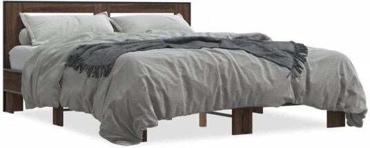 Sengeramme brun eik 160x200 cm konstruert tre og metall 8721102613920
