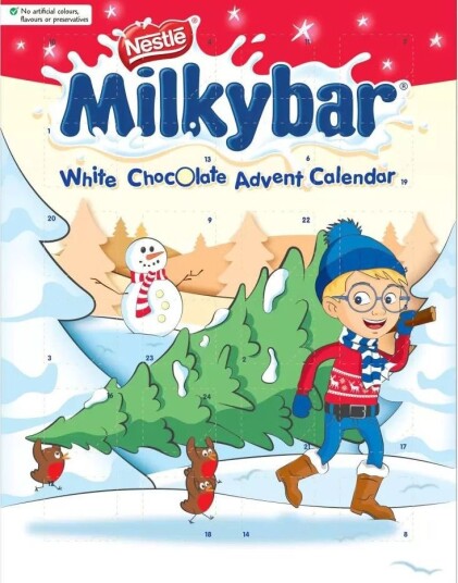 Nestlé Milkybar Hvit Sjokolade Adventskalender Nestlé Milkybar Hvit Sjokolade Adventskalender