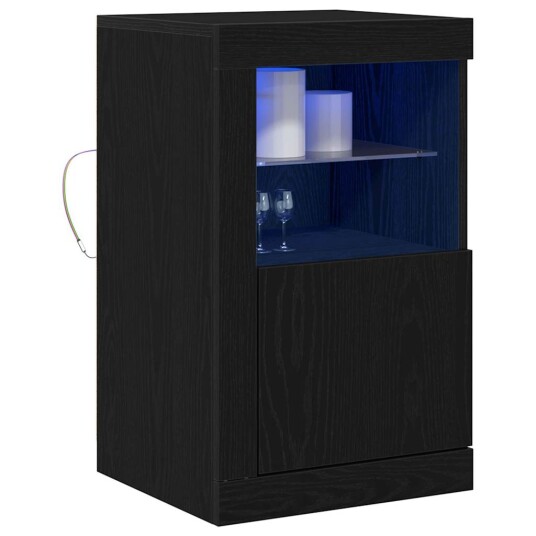 Sidekabinetter med LED lys 2 stk Svart Eik 41x37x67 cm Sidekabinetter med LED lys 2 stk Svart Eik 41x37x67 cm