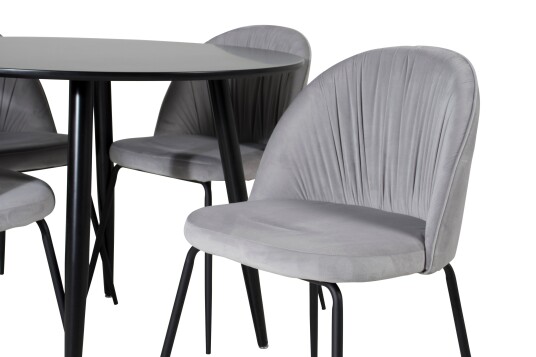Venture Home Plaza Spisegruppe 100 cm Rund med 4 Wrinkles Stoler Sort