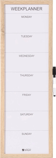 Naga Whiteboard Ukeplanlegger 20X60 Cm, Treramme, Engelsk (Hvit) Naga Whiteboard Ukeplanlegger 20X60 Cm, Treramme, Engelsk (Hvit)