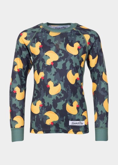 Crewneck L/S Baselayer Jr Camo Yellow Duck 150  Undertøystrøyer