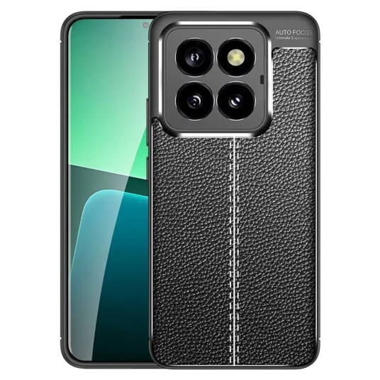 INCOVER Xiaomi 14 Pro Fleksibelt Plastdeksel Litchi Texture - Svart