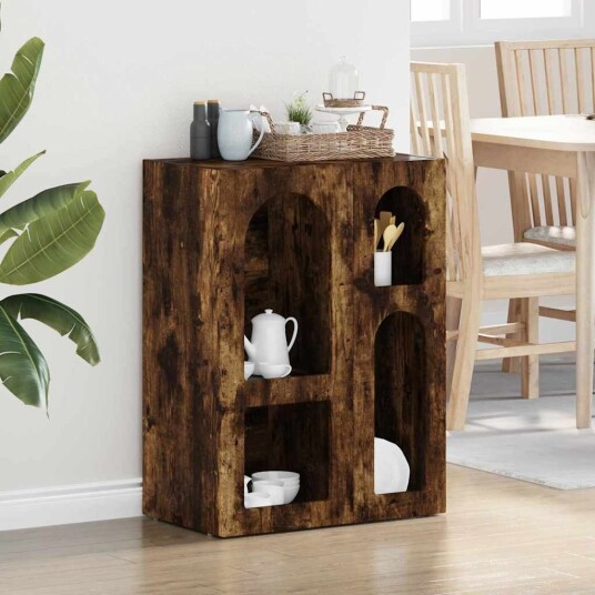 Serviesskap Røkt eik 59 x 35 x 80.5 cm Konstruert tre