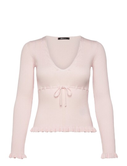Gina Tricot Knitted Frill Top Pink XL Gina Tricot Knitted Frill Top Pink XL