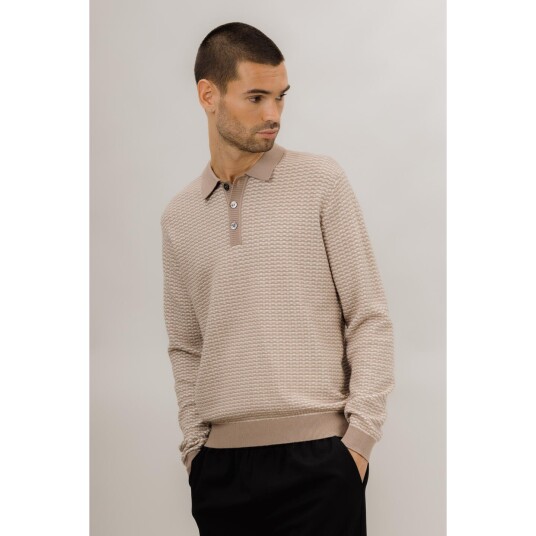 Axton Sweater Dark Sand S Jaquard button sweater