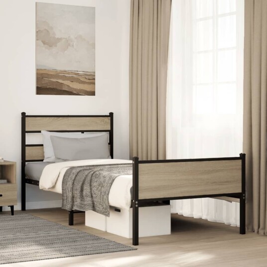 Sengeramme uten madrass sonoma eik 100x190 cm konstruert tre 8721158378736 Sengeramme uten madrass sonoma eik 100x190 cm konstruert tre 8721158378736