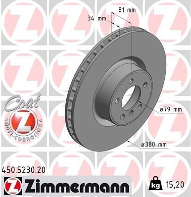 Bremseskive ZIMMERMANN 450.5230.20 Bremseskive ZIMMERMANN 450.5230.20