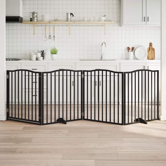 Vidaxl Hundeport Sammenleggbar 4 Paneler Svart 320 cm Poppeltre
