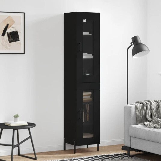 vidaXL Highboard svart 34,5x34x180 cm konstruert tre 8720845488567