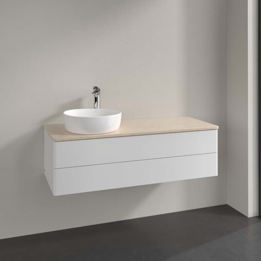 Villeroy & Boch Antao Servantskap med 2 skuffer 120x50x36 cm m/lys Hvit Blank/Crème Villeroy & Boch Antao Servantskap med 2 skuffer 120x50x36 cm m/lys Hvit Blank/Crème