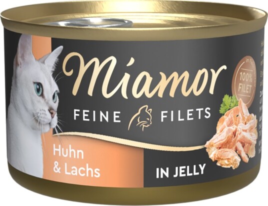 Miamor Våtfôr Fine Fileter & Laks I Gelé Kylling 24 X 100 G