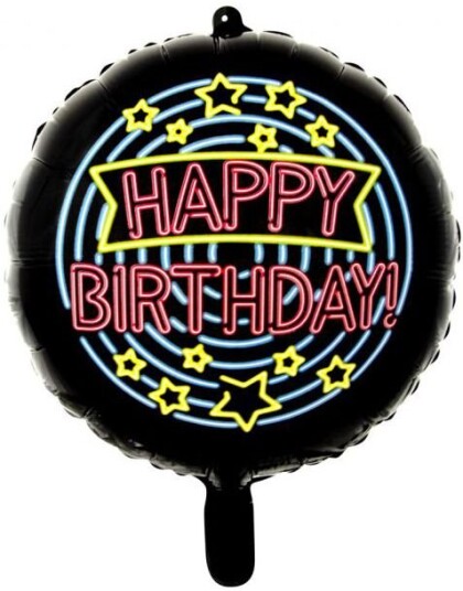 Happy Birthday Folieballong 46 cm Neon Party