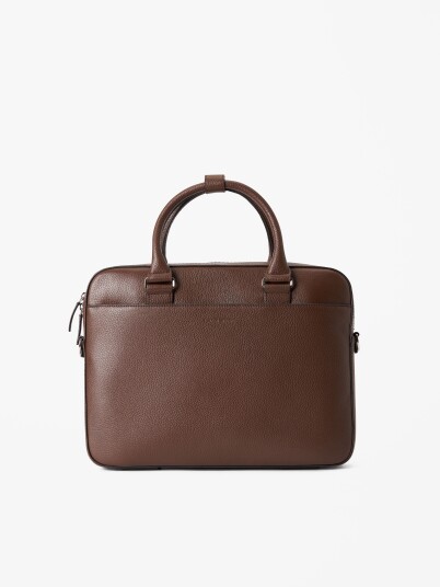 Tiger of Sweden Bosun Grained Leather Briefcase Brown Tiger of Sweden Bosun Grained Leather Briefcase Brown