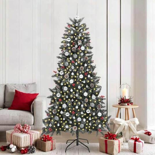 Kunstig juletre grønn 114 x 114 x 210 cm PVC og plast og stål Kunstig juletre grønn 114 x 114 x 210 cm PVC og plast og stål