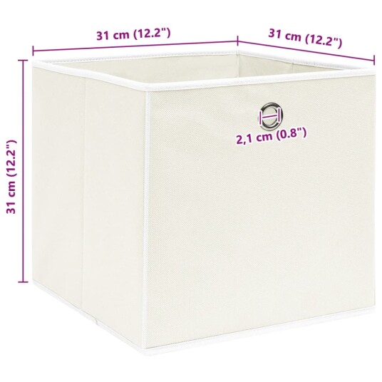 vidaXL Oppbevaringsbokser 4 stk hvit 32x32x32 cm stoff vidaXL Oppbevaringsbokser 4 stk hvit 32x32x32 cm stoff
