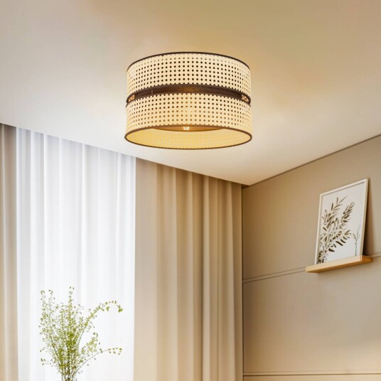 Duolla Taklampe Duo rotting Ø 40cm beige/svart