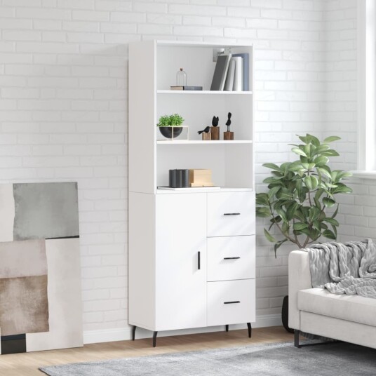 vidaXL Highboard hvit 69,5x34x180 cm konstruert tre 8720845928285