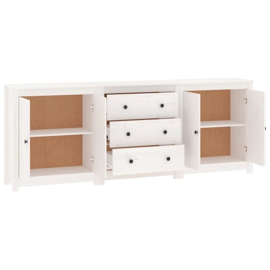 vidaXL Skjenk hvit 210x35x80 cm heltre furu