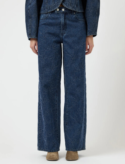 YAS Yasalia Mw Embroidery Wide Jeans S. 02   Blue   28 x 32