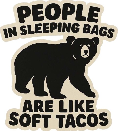 Klistremerke Folk i soveposer er som myke tacos 4 klistremerker
