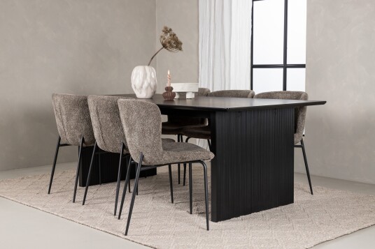 Venture Home Vail Matgruppe 200 cm Rektangulær med 6 Modesto stoler Sort