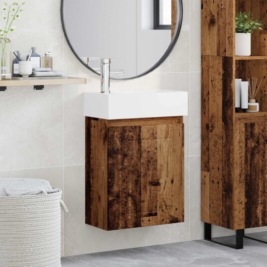 Badeværelses enhet med kran Gammelt tre 45,5 x 25,5 x 84 cm Badeværelses enhet med kran Gammelt tre 45,5 x 25,5 x 84 cm