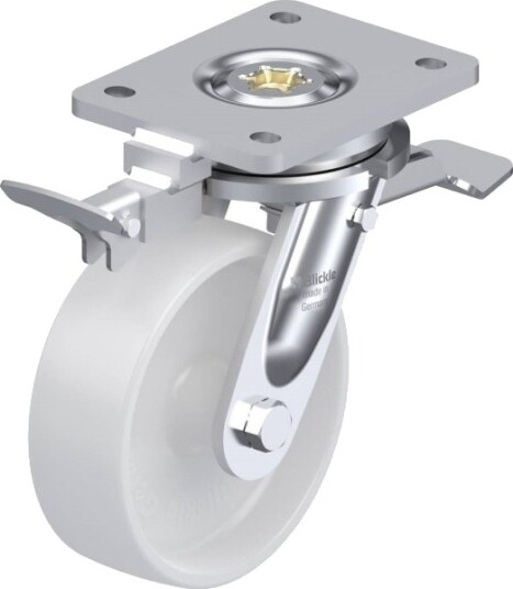 Blickle 852808 Lo-Po 150G-St-Ri4 Styrehjul Med Brems, Hjuldiameter 150 Mm, Bæreevne (Maks.) 400 Kg