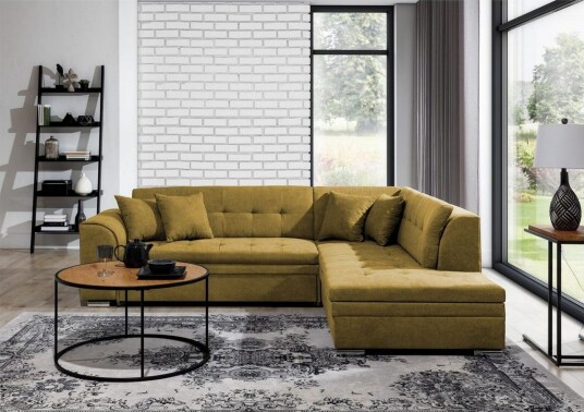Seksjonssofa Eltap Pieretta 260x207x78 cm Poco 50 Gul Høyre