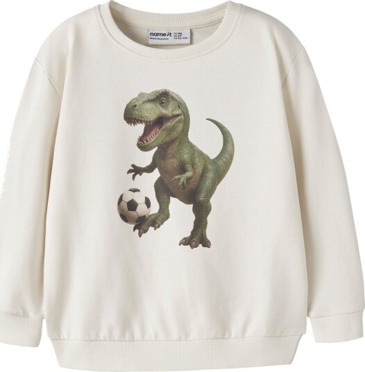 Name It Collegegenser NmmVoto Antique White/Dino Fotball Name It 1 år (80) Collegegenser Beige Hvit