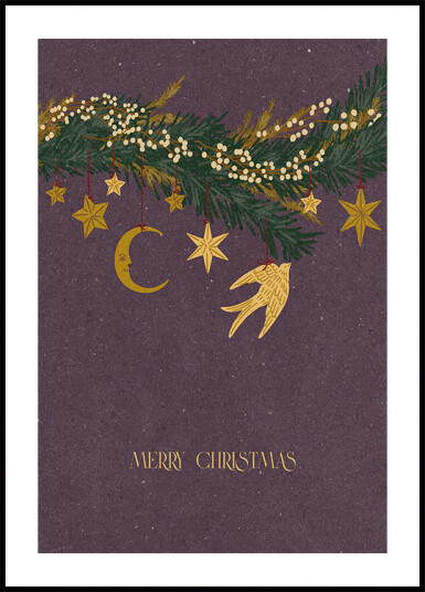 Christmas vintage toys on Christmas tree branches Plakat Plakat / 21x30cm