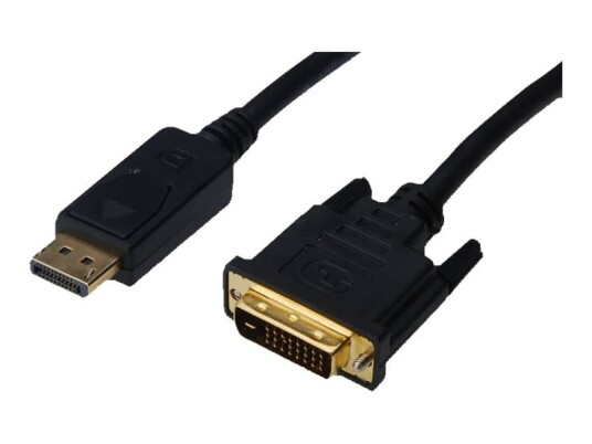 DIGITUS DisplayPort kabel dobbeltlenke DisplayPort hann til DVI D hann 2 m formstøpt tommelskruer svart