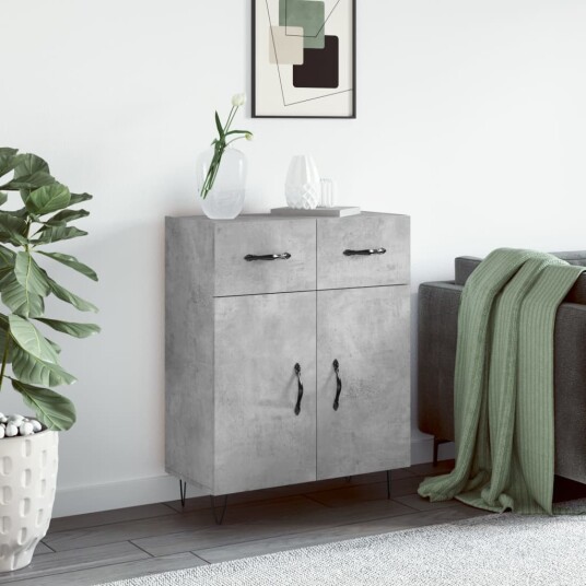 vidaXL Skjenk betonggrå 69,5x34x90 cm konstruert tre vidaXL Skjenk betonggrå 69,5x34x90 cm konstruert tre