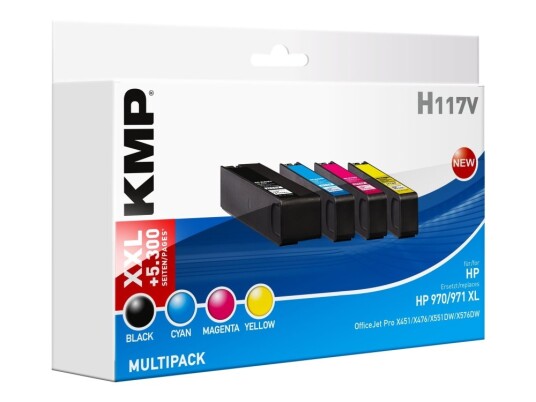 Kmp Multipack H117v - 4-Pack - Høy Ytelse - Svart Gul Cyan Magenta - Kompatibel - Blekkpatron (Alternativ For: Hp 970Xl Hp 971Xl Hp Cn625ae Hp Cn626ae Hp Cn627ae Hp Cn628ae) - For Hp Officejet Pro X451dn X451dw X476dn Mfp X476dw Mfp X551