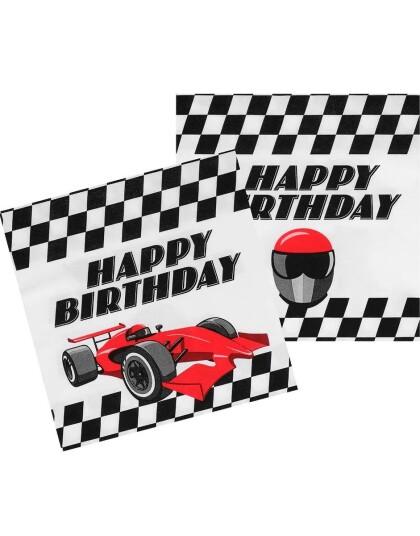20 stk Happy Birthday Racingbil Servietter 3 Lags 33x33 cm