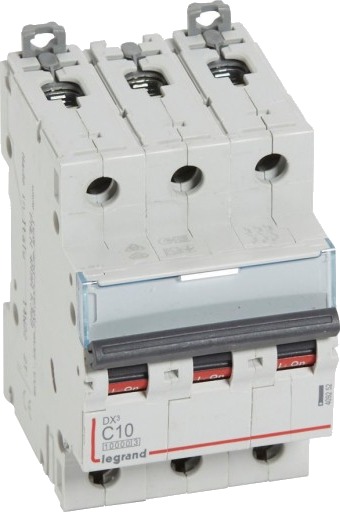 Legrand DX3 MCB automatsikring C10 3P 3M 10/16kA