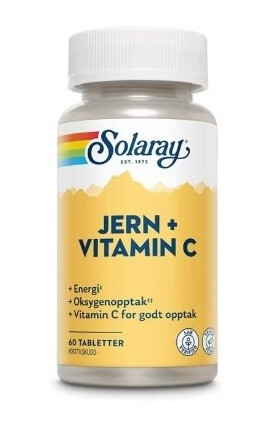 Solaray Jern + Vitamin C 60 Tabletter
