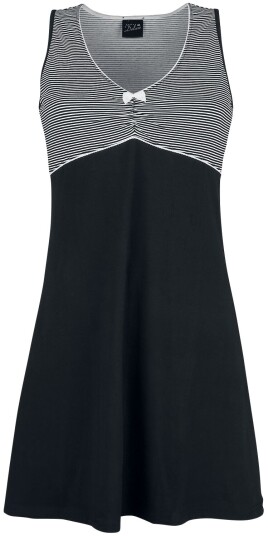 Pussy Deluxe   Rockabilly Middellang kjole   Mini Stripes Dress   XS til S   Damer   svart hvit
