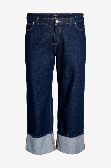Zizzi Jeans jKila Wide Fold up Blå