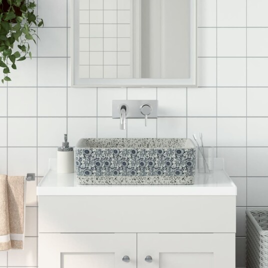 vidaXL Benkeservant grå og blå rektangulær 46x35,5x13 cm keramikk vidaXL Benkeservant grå og blå rektangulær 46x35,5x13 cm keramikk