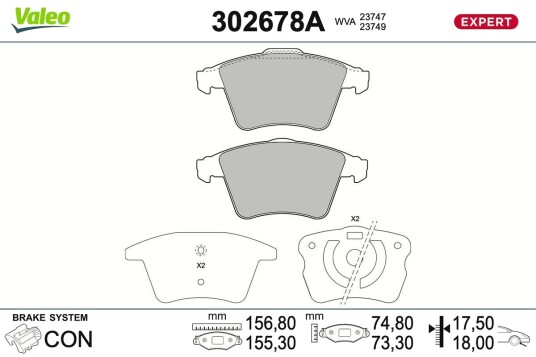 Bremseklosser VALEO 302678A