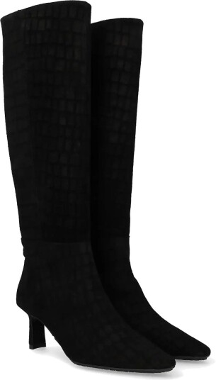 ANGULUS Bootie Block Heel 4721 BLACK CROCO SUEDE 36