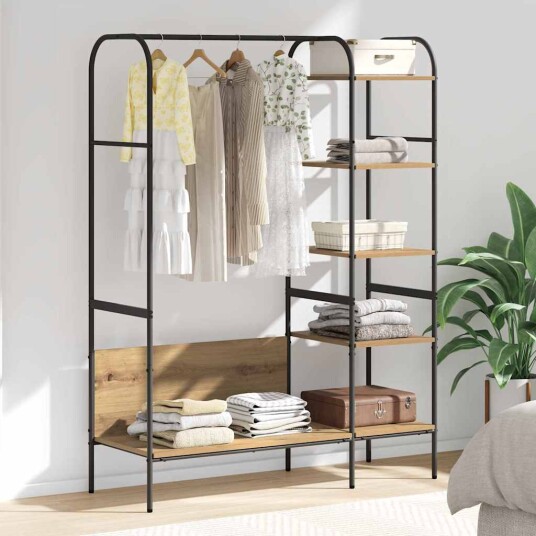  Klesstativ med hylle Beige 120 x 44 x 160 cm Konstruert tre