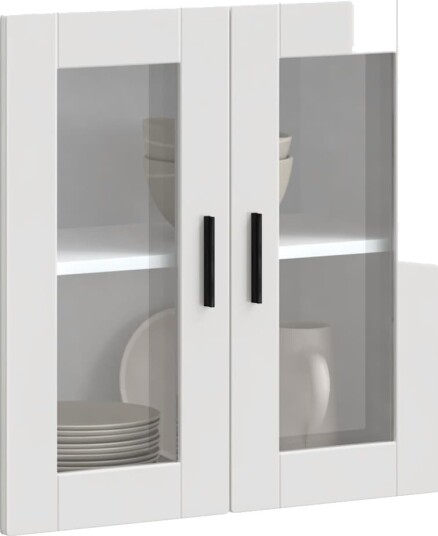  Veggmontert kjøkkenskap med glassdør Porto høyglans hvit 8721158424952