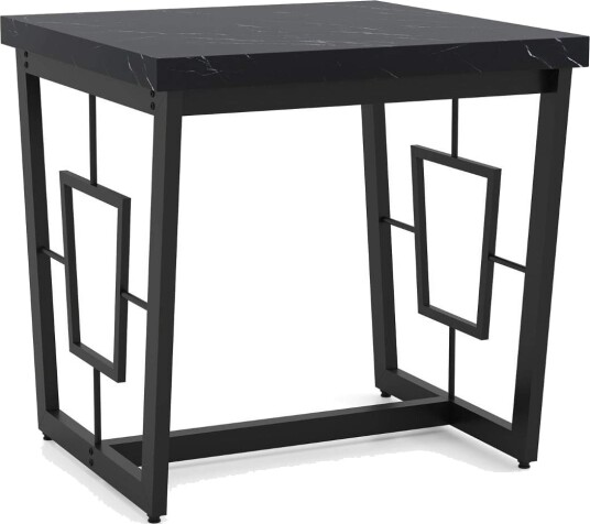 Svart firkantet marmor sidebord – 60x60x60 cm justerbare føtter