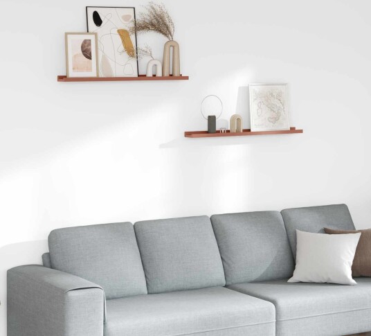 Vegghylle med hylle 2 pcs Rød 80 x 9 x 3 cm Konstruert tre Vegghylle med hylle 2 pcs Rød 80 x 9 x 3 cm Konstruert tre
